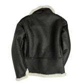 Unisex Vintage B-6 Sherpa Collar Bomber Flight Leather Jacket